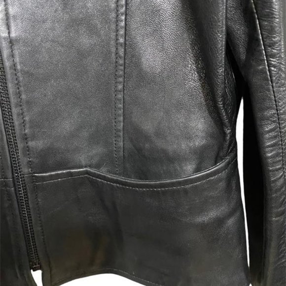 Vintage Michael Hoban North Beach Fitted Size 6 Black Leather Jacket - Picture 5 of 15